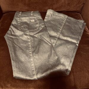 Petwer Silver Metallic Vintage Bendix of California Bell Bottoms Disco Pants 26